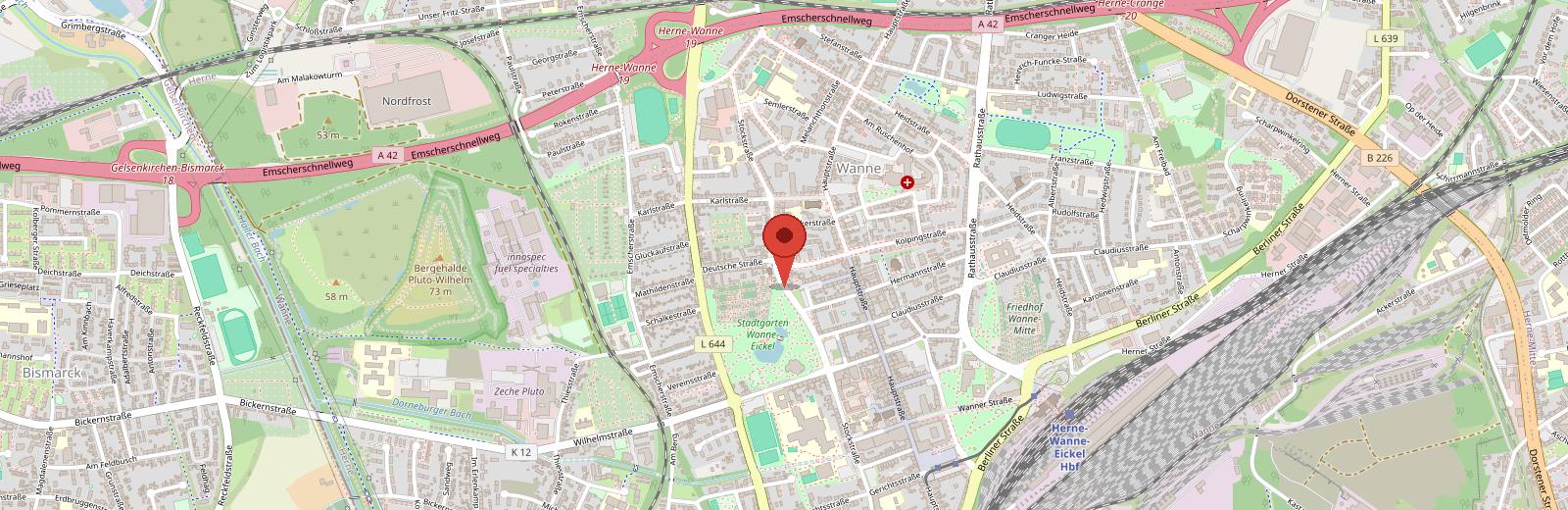Kartenausschnitt: Standort Kfz Gutachter Herne – Ingenieurbüro Hunger, Stöckstraße 62B, 44649 Herne